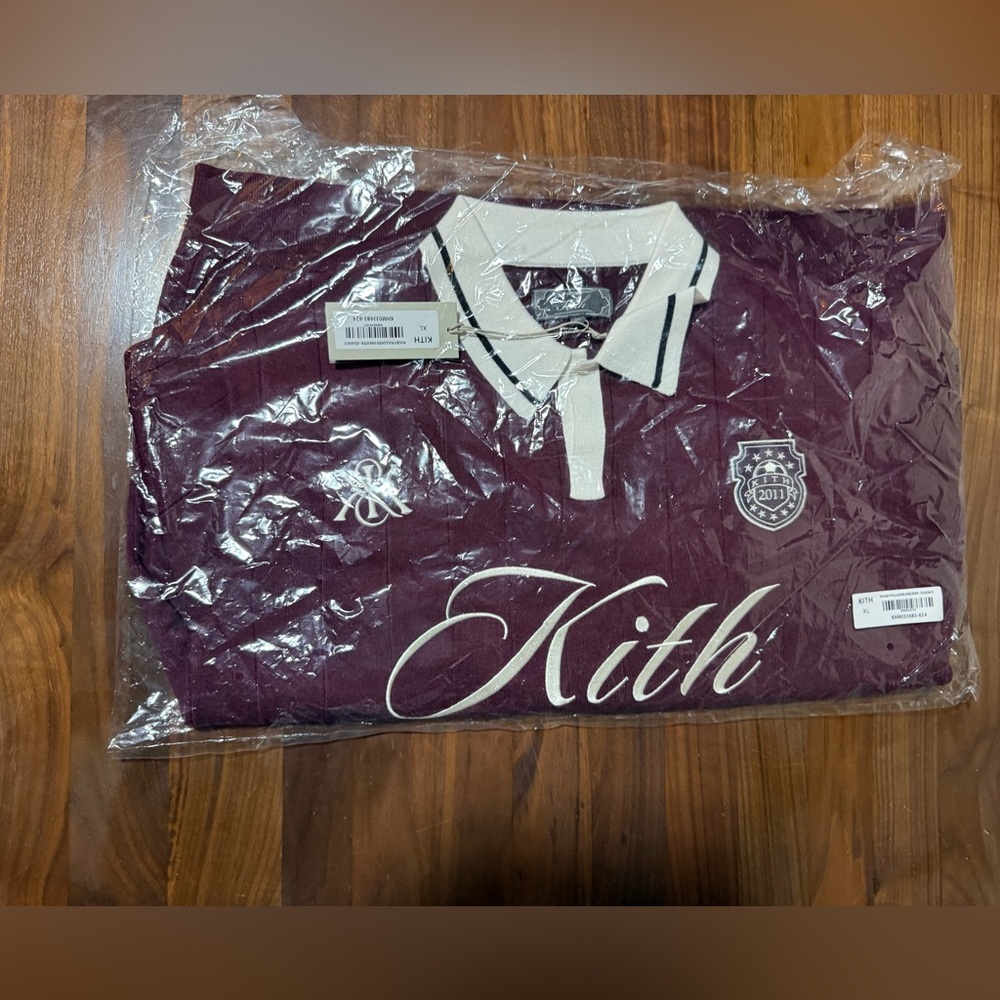 Kith Rugby Pullover Sweater in Essence (Maroon) Viscose Blend Satin Logo Size XL - Picture 6 of 8